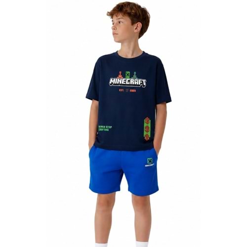 Mavi M6610494-84371 Minecraft Baskılı Erkek Çocuk Tişört