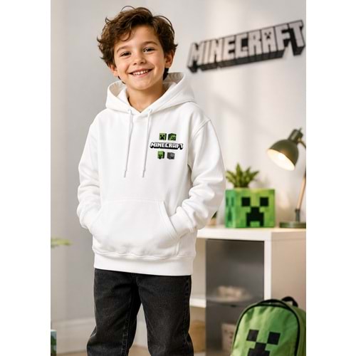 Mavi M6S10189-70057 Minecraft Baskılı Kapüşonlu Çocuk Sweatshirt