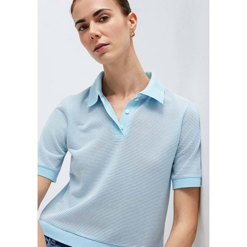 Mavi M1614310-91728 Çizgili Polo Yaka T-Shirt Kadın Tişört