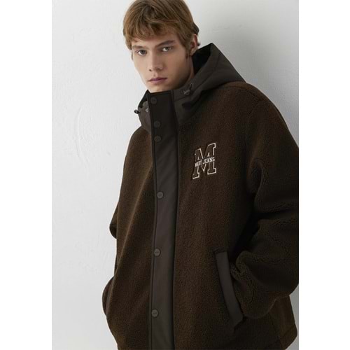 Mavi M0110628-90707 Mavi M Logo Patchli Sherpa Mont Kapüşonlu Erkek Mont