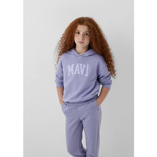Mavi M7S10147-70557 Mavi Logo Baskılı Kapüşonlu Kız Çocuk Sweatshirt