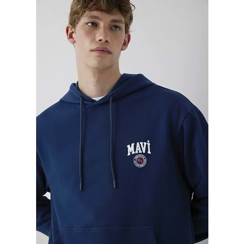 Mavi M0S10656-89353 Mavi Logo Baskılı Kapüşonlu Erkek Sweatshirt