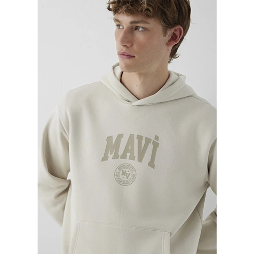 Mavi M0S10646-70144 Mavi Logo Baskılı Kapüşonlu Erkek Sweatshirt