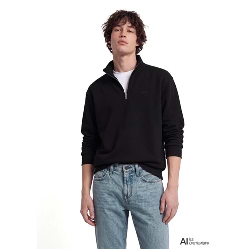 Mavi M0S10585-900 Mavi Logo Baskılı Yarı Fermuarlı Sweatshirt Erkek Sweatshirt