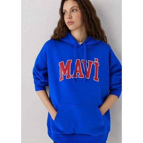 Mavi M1600361-70758 Mavi Logo Baskılı Kapüşonlu Kadın Sweatshirt