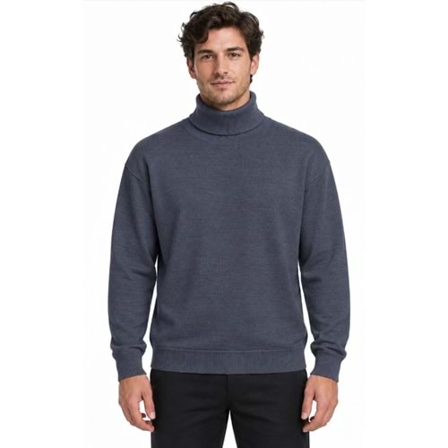 Mavi M0720066-70490 Mavi Boğazlı Kazak Erkek Sweatshirt