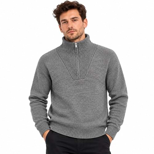 Mavi M0720065-80018 Mavi Yarı Fermuarlı Kazak Sweatshirt Erkek Sweatshirt