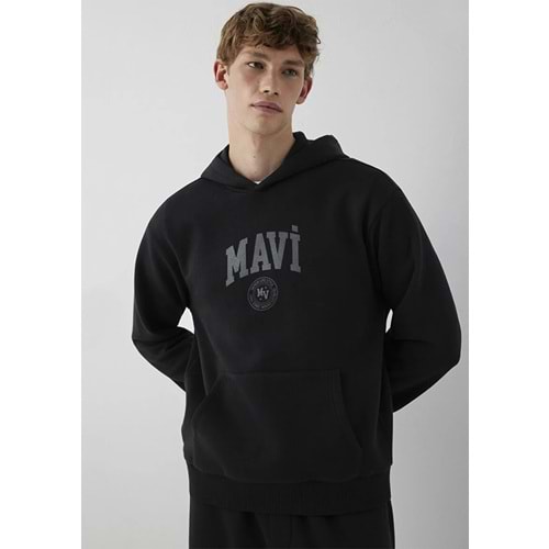 Mavi M0S10646-900 Mavi Logo Baskılı Kapüşonlu Erkek Sweatshirt