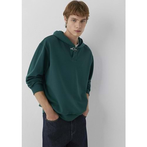 Mavi M0S20144-71932 Mavi Kapüşonlu Demir Detaylı Erkek Sweatshirt