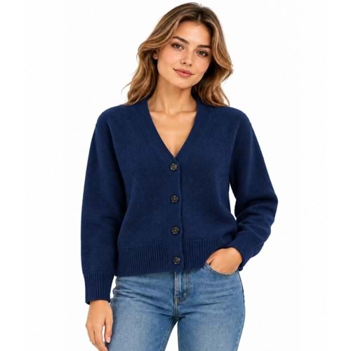 Mavi M1720098-86623 Mavi Düğmeli Kazak Hırka Kadın Sweatshirt