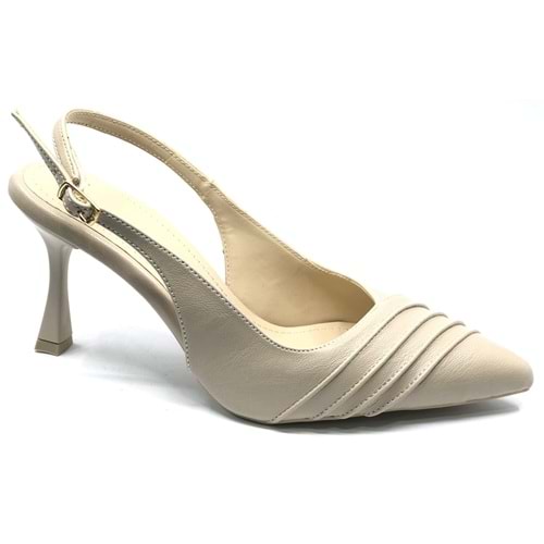 Feles Burgu Detaylı Arkası Açık Stiletto Topuklu Kadın Ayakkabı