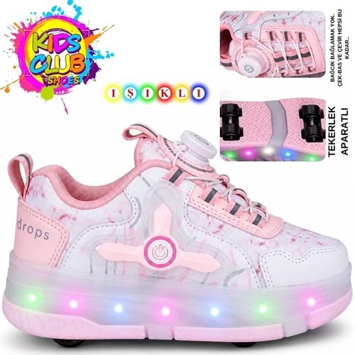 Kocamanlar Kids Club Akıllı Bağcıklı Işıklı Ortopedik Patenli Tekerli Çocuk Spor Ayakkabı