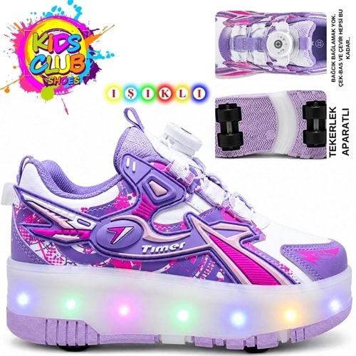Kocamanlar Kids Club Tmr Akıllı Bağcıklı Işıklı Ortopedik Patenli Tekerli Çocuk Spor Ayakkabı