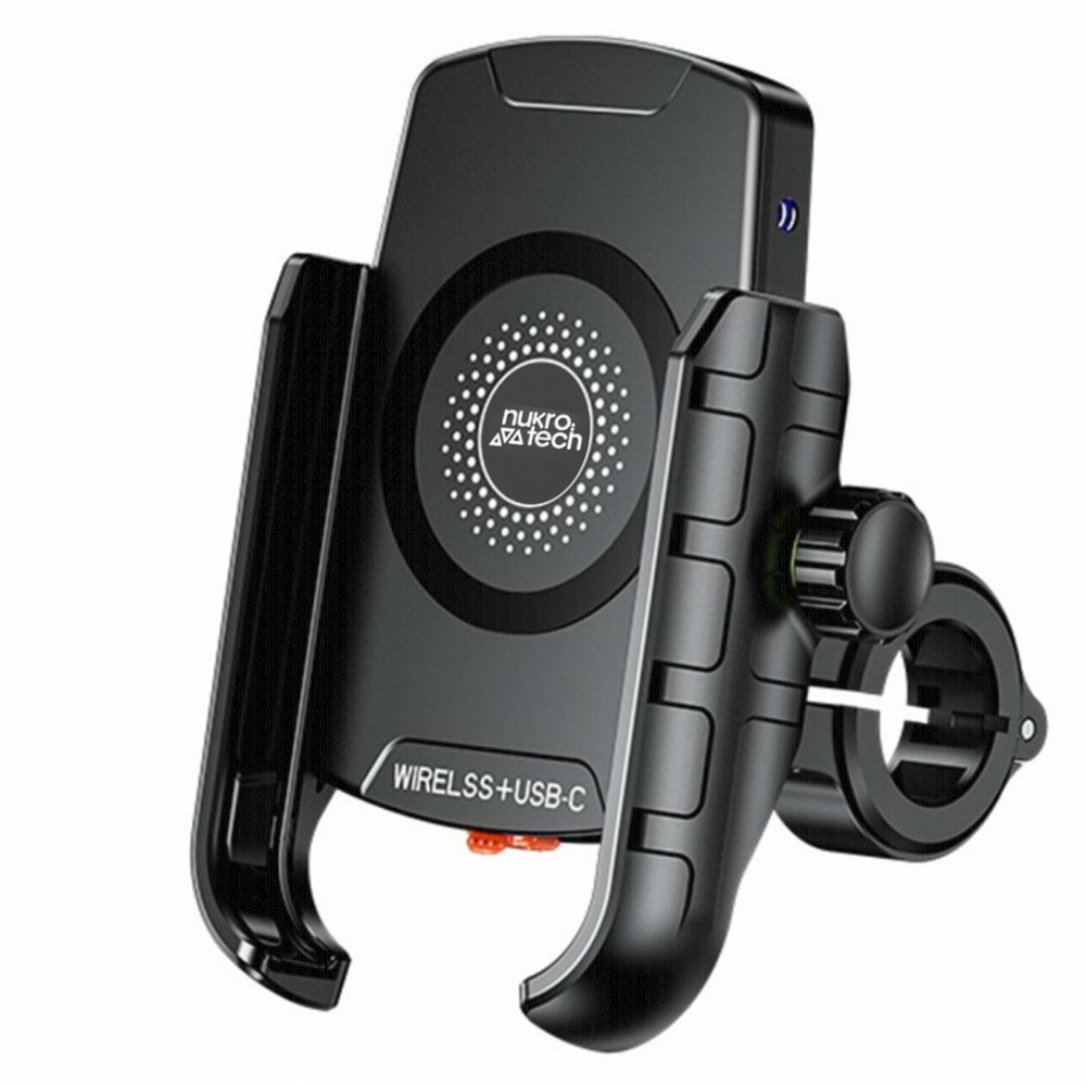Nukrotech SF PLUS Wireless Şarjlı ve TYPE C Motosiklet Telefon Tutucu