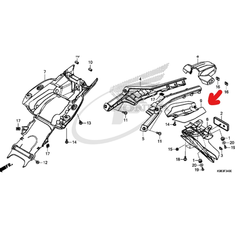 HONDA CB 125 18-23 SELE ALTI ALT KAPAK 80151-K98-E00