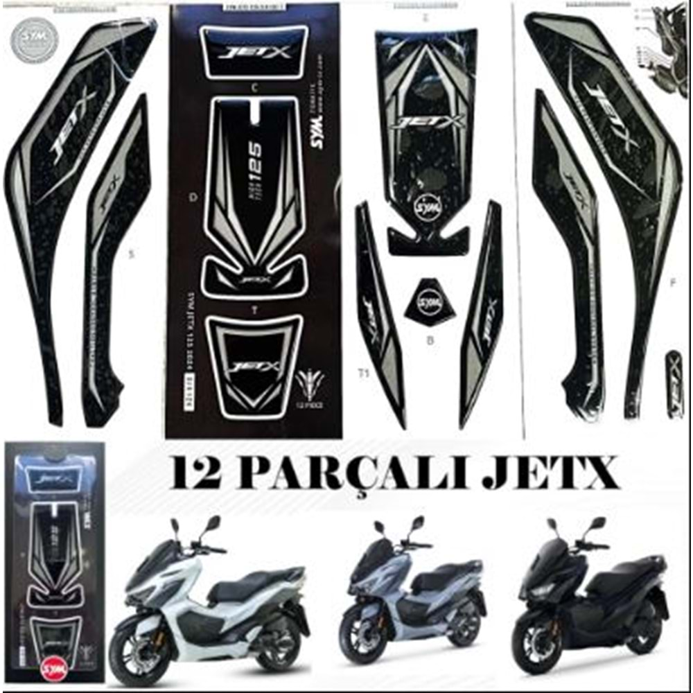 SYM JET X 125 TANK PAD STİCKER SETİ GRİ SYMAKSJETX081