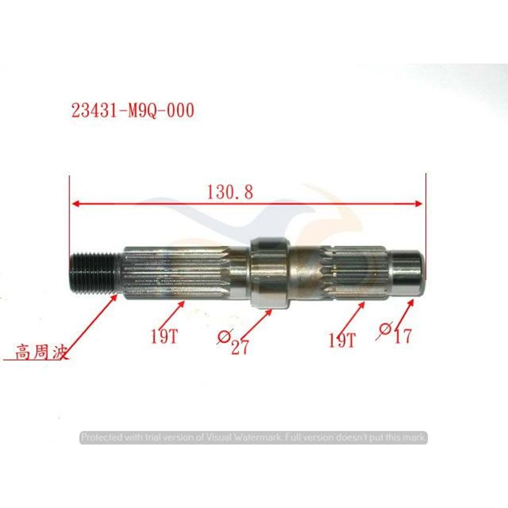 SYM MİO 100 23431-M9Q-000 AKS İLİ TEKERLEK GÖBEK MİLİ
