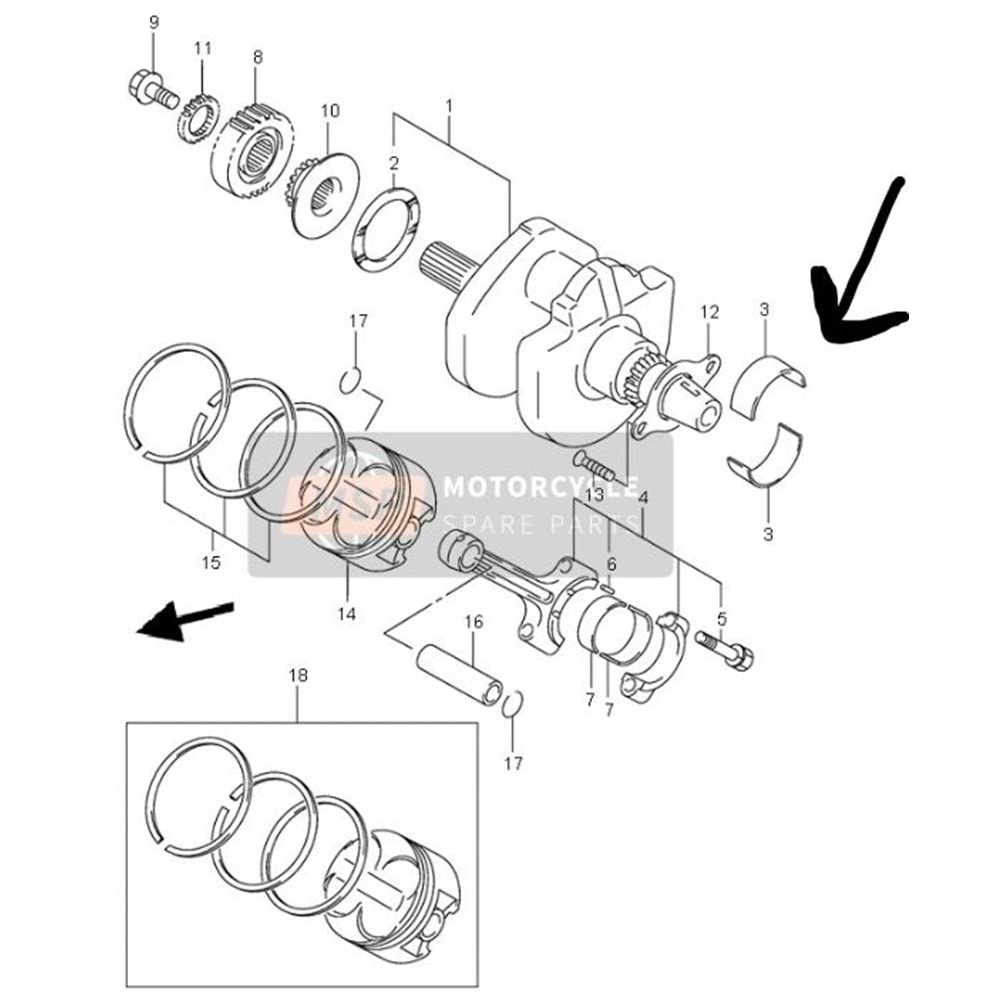 SUZUKİ DL 650 V-STROM KRANK ANA YATAK YATAĞI SİYAH 12229-27G00-0B0