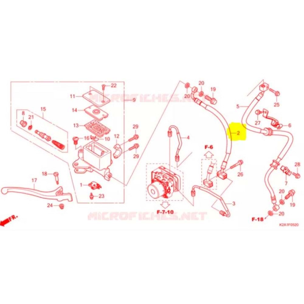 HONDA FORZA 250 18-22 ÖN FREN HİDROLİK BORUSU 45125-K0B-T01