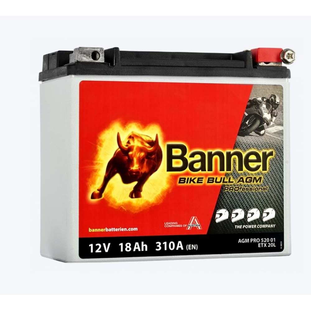 BANNER ETX20L MOTORSİKLET AKÜ 12V 18Ah