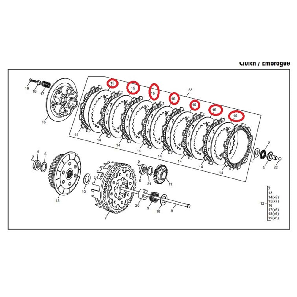 5444 SHERCO DEBRİYAJ SACI 2T 250/300, 4T 450 7ADET SET