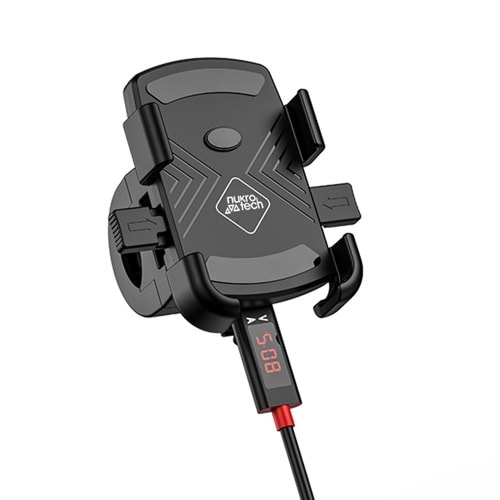 Nukrotech GKN54-U USB Şarjlı Gidon Bağlantılı Motosiklet Telefon Tutucu