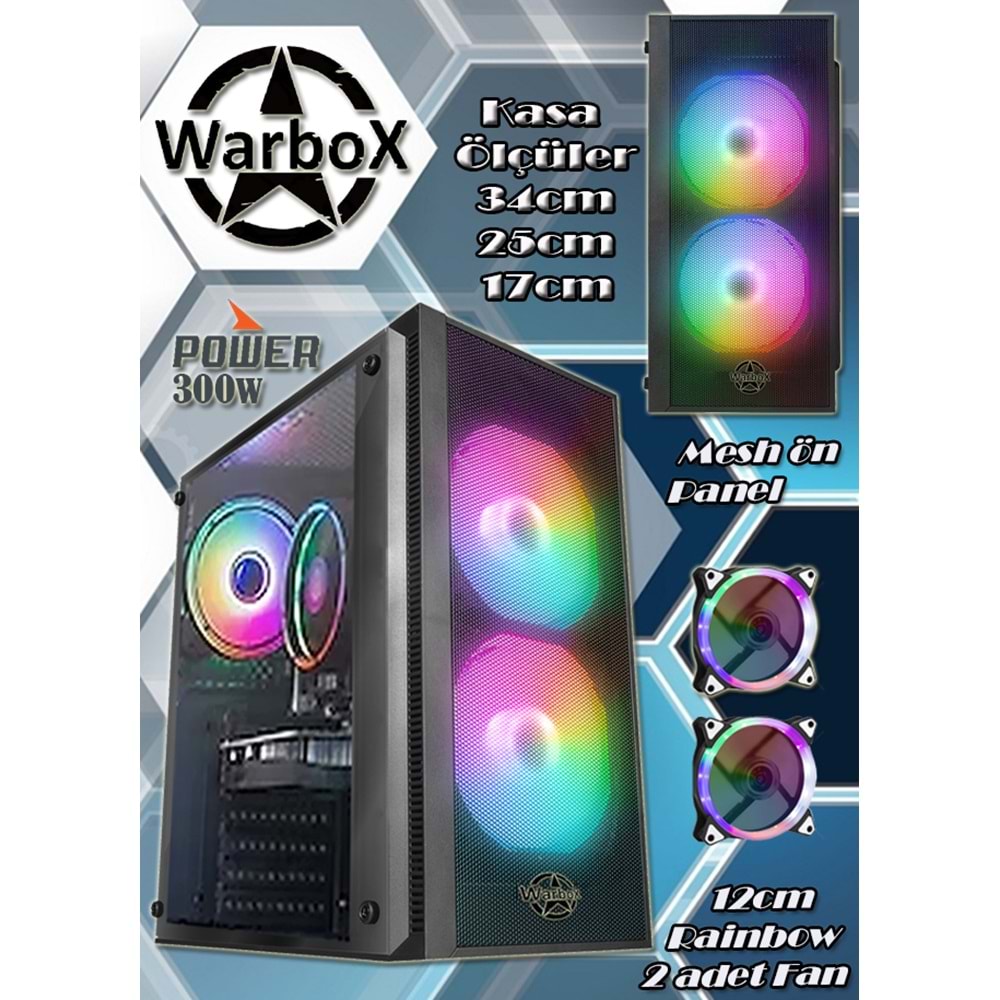 Warbox Leo Mix i3 9100 8GB Ram 128gb SSD+250gb Hdd R7 240-4GB E.Kartı Oyuncu Bilgisayarı