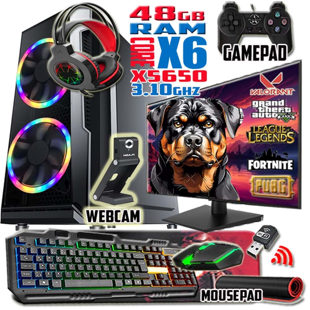 WarboX Rottweiler Xeon X5650 3.10ghz 48gb Ram 512gb Ssd R7 240-4gb E.kartı 22