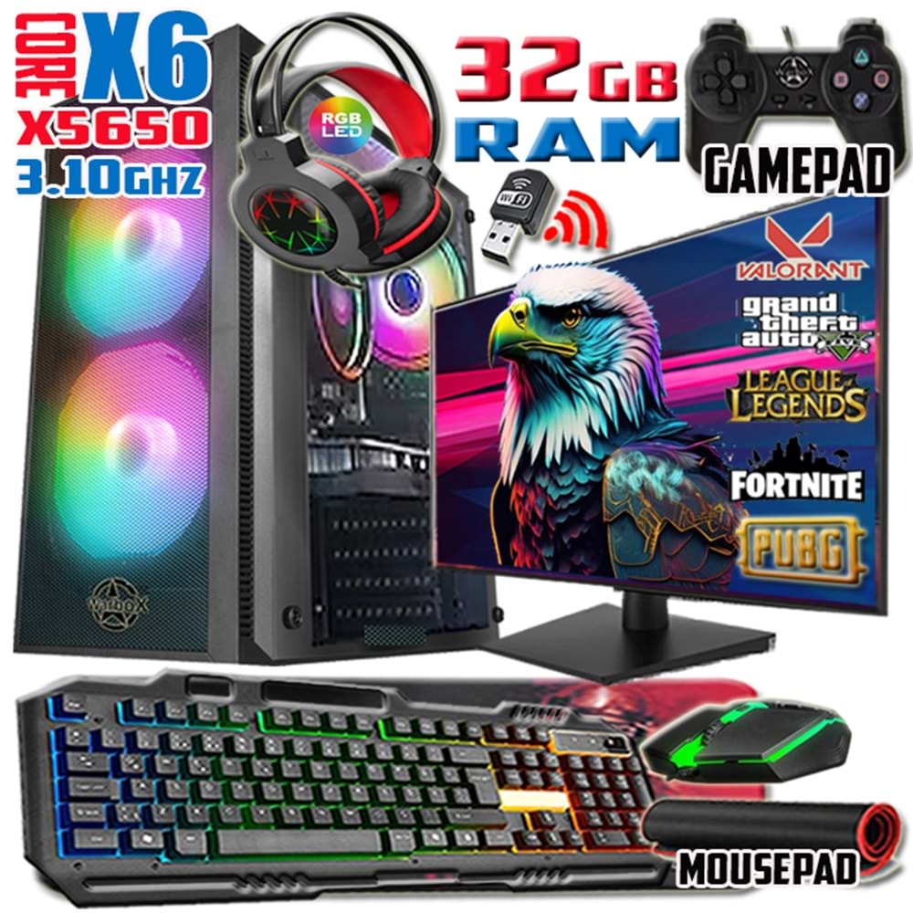 WarboX Eagle Xeon X5650 32gb Ram 256gb SSD 250gb HDD R7 240-4gb E.kartı 19