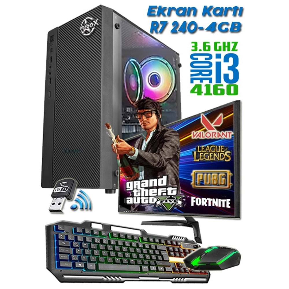 Warbox Ace Eko İ3 4160 8gb 256gb Ssd R7 240-4GB E.Kartı 19.5 FHD Monitör