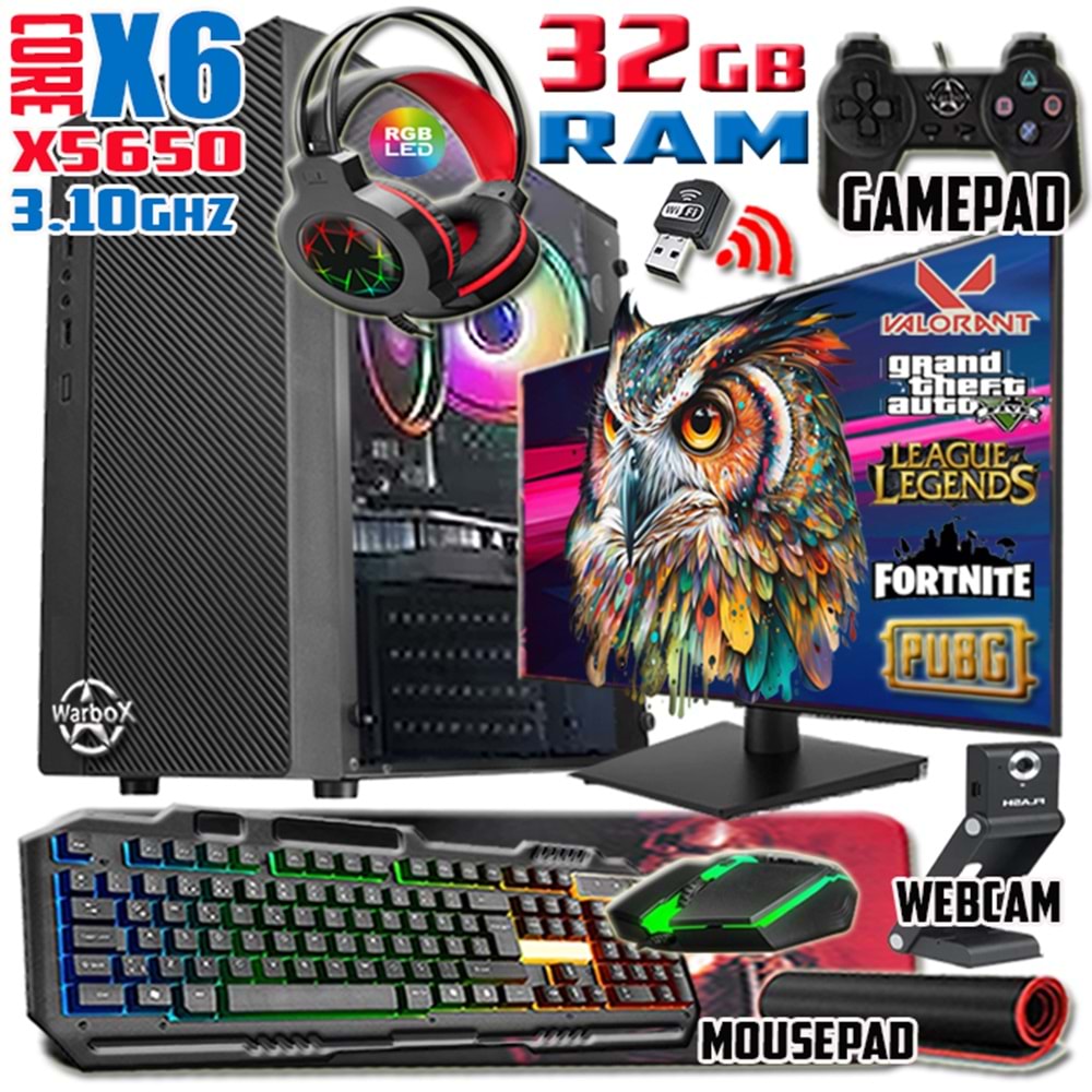WarboX Owl Xeon X5650 32gb Ram 256gb SSD 250gb HDD R7 240-4gb E.kartı 19