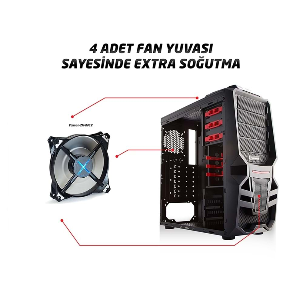 Rampage 72 No BLACK PSU Siyah Usb 3.0 12cm Led Fan Oyun Kasa