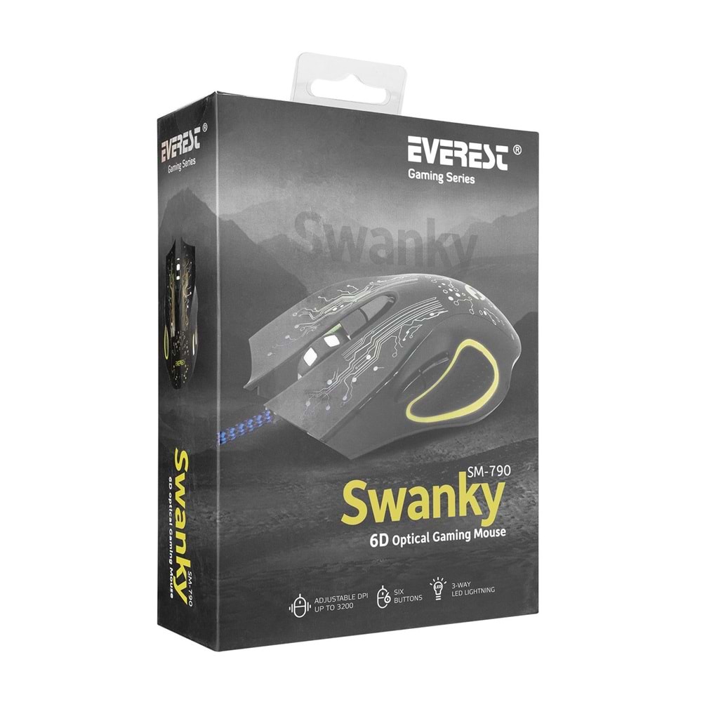 Everest SM-790 SWANKY Siyah 3200 DPİ Gaming Oyuncu Mouse