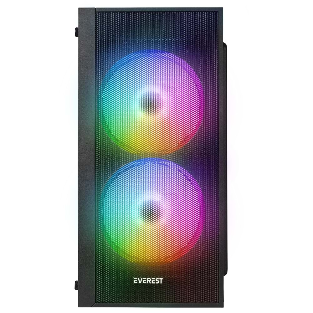 Everest MINION Mesh PEAK 300W 2* 12cm Rainbow Fan Akrilik Yan Panel M-ATX Mini-T Gaming Oyuncu Kasası