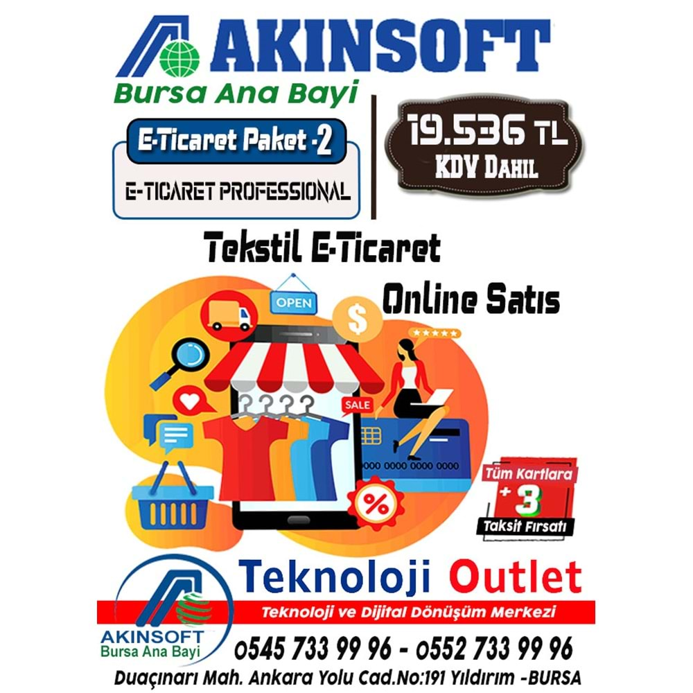 Akınsoft Anabayi TeknolojiOutlet Paket 2 E-Ticaret Profesyonel