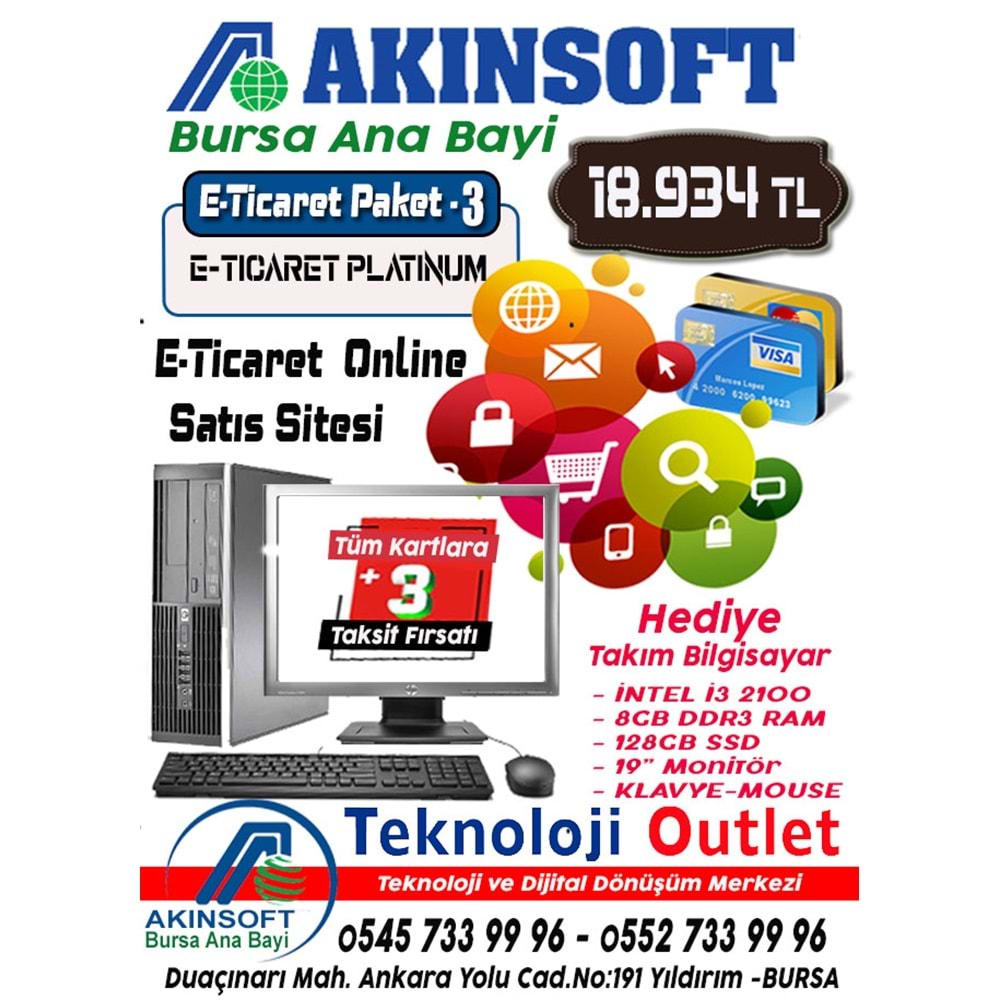 Akınsoft Anabayi TeknolojiOutlet Paket 3 E-Ticaret Platinum +Hediye Takım Pc