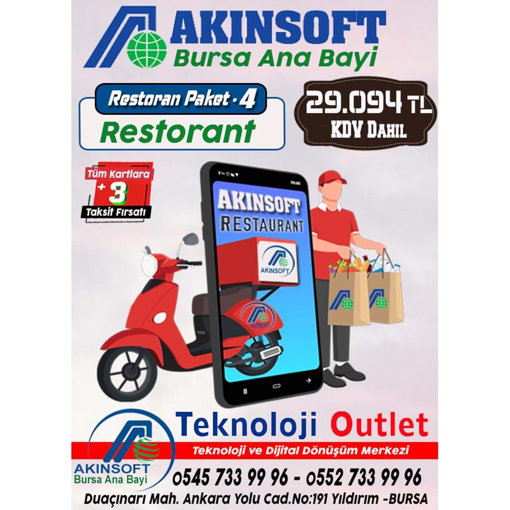 Akınsoft Anabayi TeknolojiOutlet Paket 4 Restoran lite