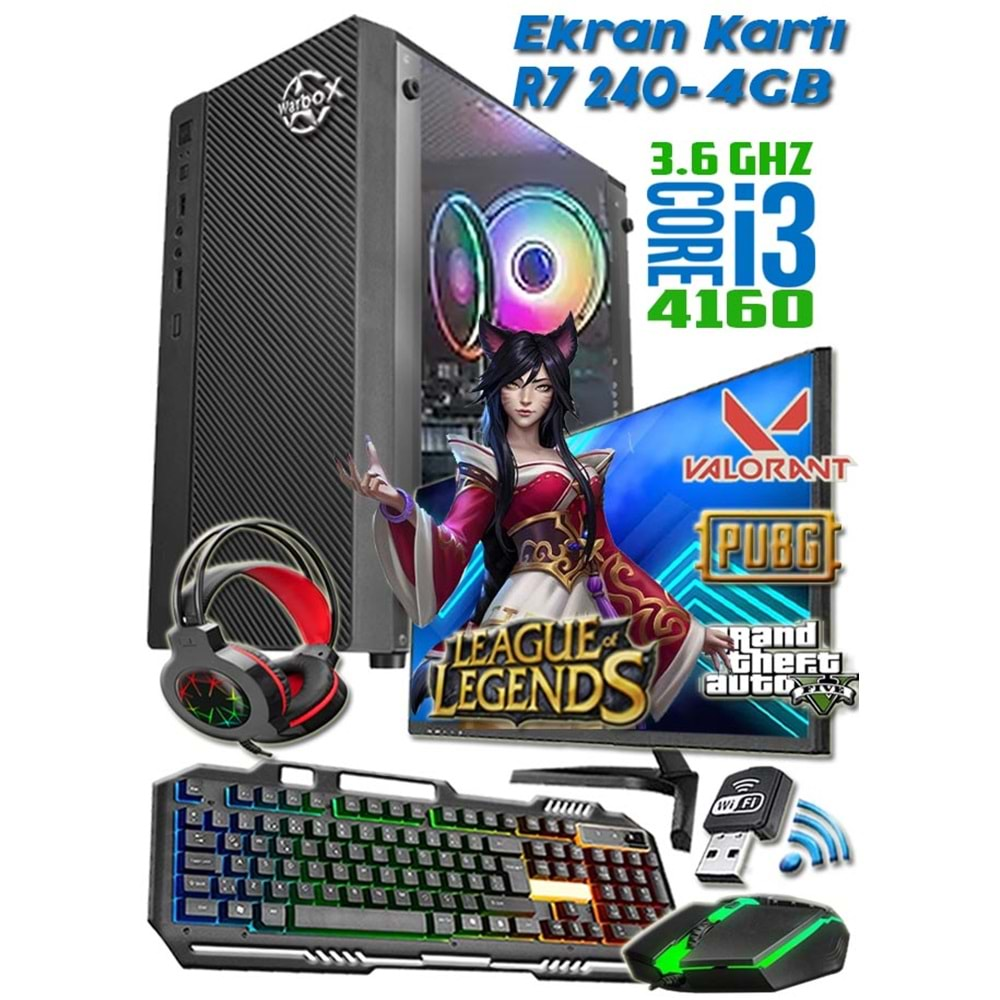 Warbox Sega Pro i3 4160 8GB Ram 128gb SSD+120gb Hdd R7 240-4GB E.Kartı 19.5