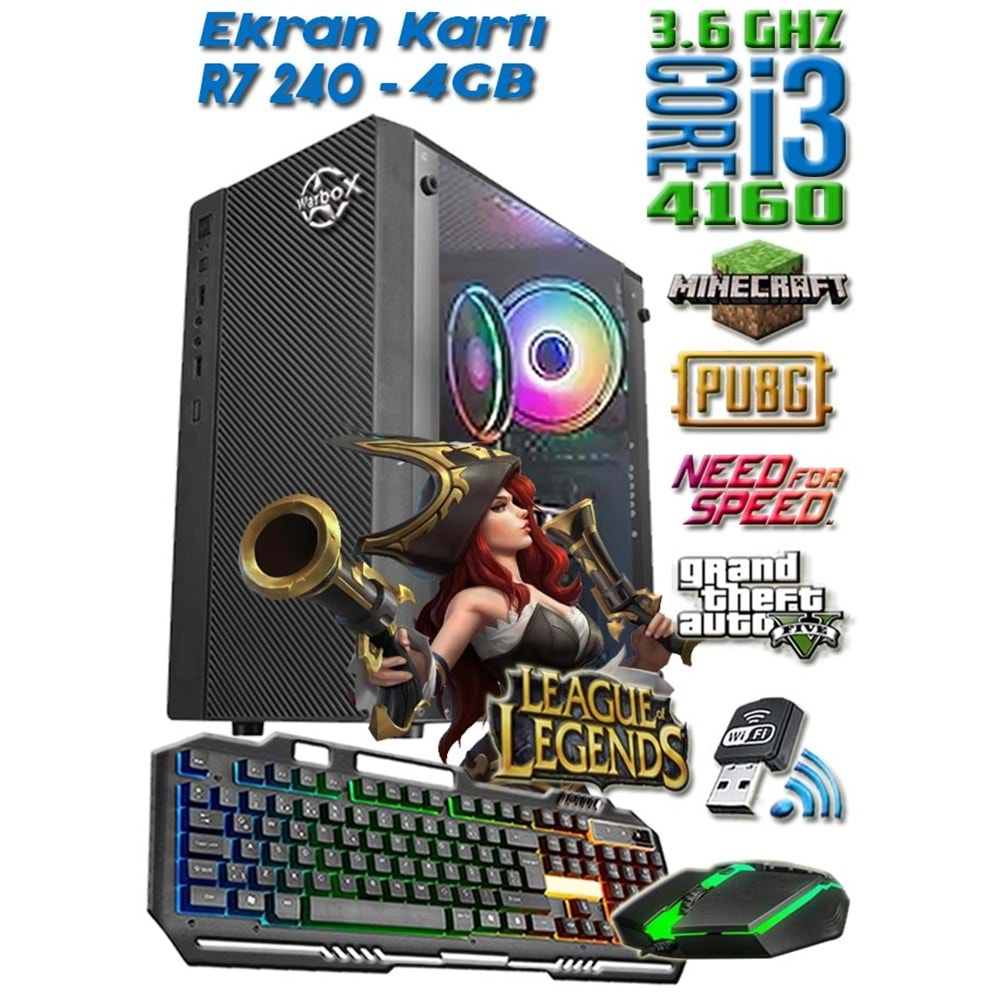 Warbox Sega Mix i3 4160 8GB Ram 128gb SSD R7 240-4GB E.Kartı Oyuncu Bilgisayarı