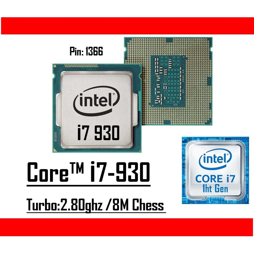 Intel® Core™ i7 930 2.80 Ghz 8mb Cache Lga 1366p Tray Masaüstü Bilgisayar İşlemci