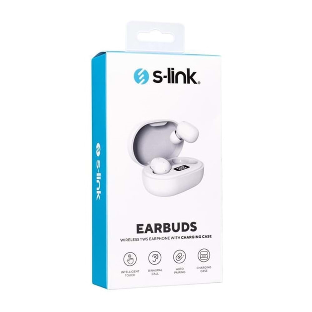 S-Link SL-TWS05 Beyaz Mobil Telefon Uyumlu Bluetooth TWS Mikrofonlu Kulaklık