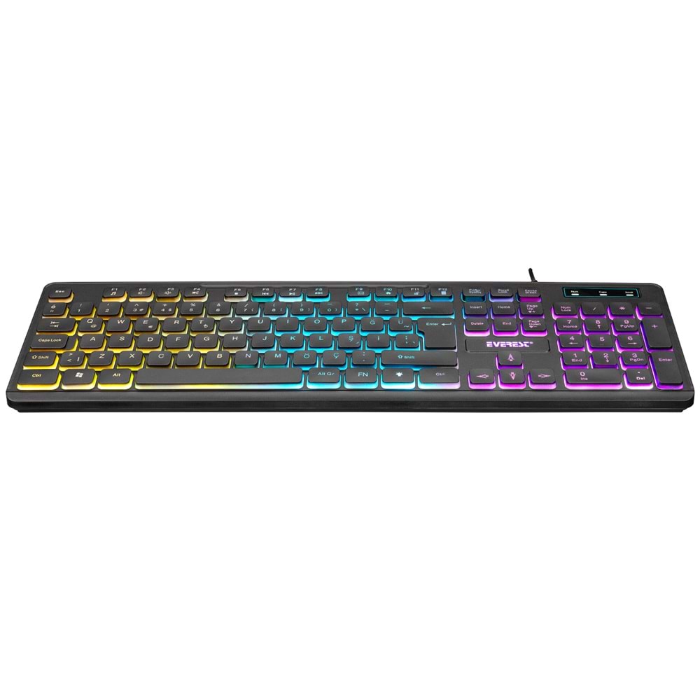 Everest KB-120 Sleek Siyah USB Gökkuşağı Aydınlatmalı Oyuncu Klavyesi