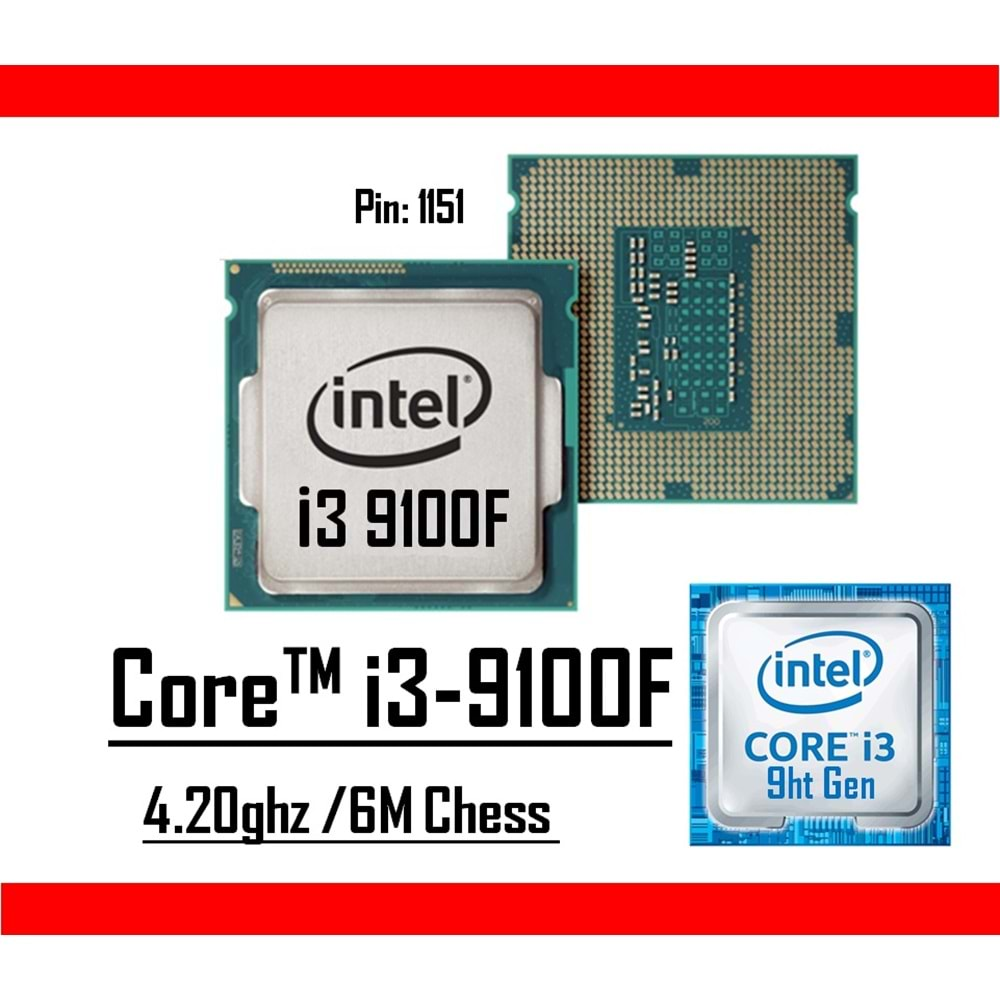 Intel® Core™ i3 9100f 4.20 Ghz 6mb Cache Lga 1151p Tray Masaüstü Bilgisayar İşlemci