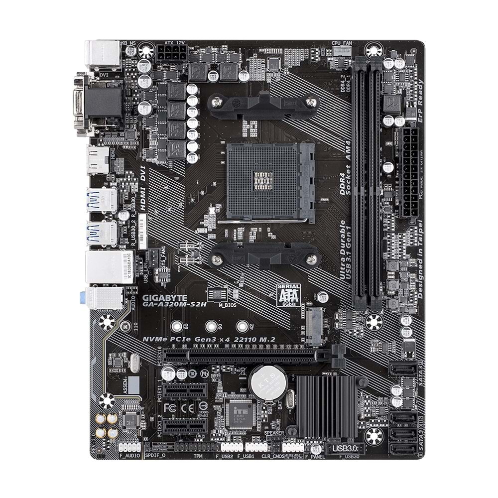 Gıgabyte A320M S2H 3200MHz DDR4 Soket AM4 M.2 HDMI DVI VGA mATX Anakart