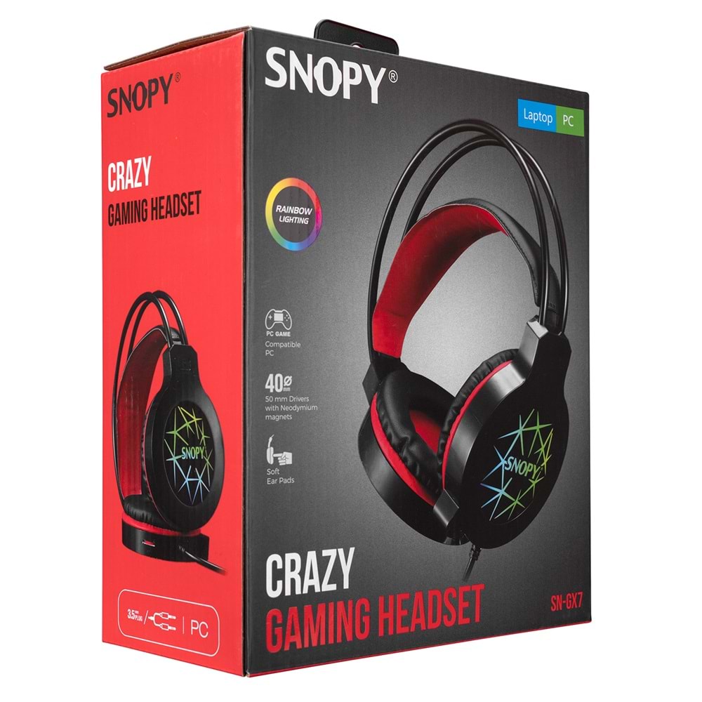 Snopy SN-GX7 Crazy Siyah Ledli Mikrofonlu Oyuncu Kulaklığı