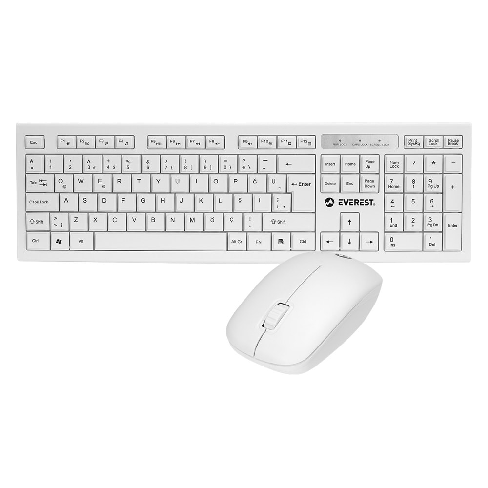 Everest KM-6121 Beyaz Kablosuz Q Slim Klavye + Mouse Set