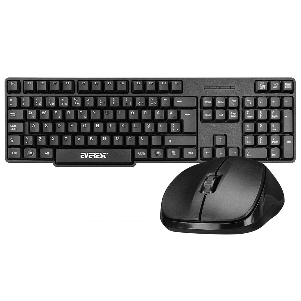 Everest KM-6852 Siyah Usb Kablosuz Combo Q Standart Klavye + Mouse Set