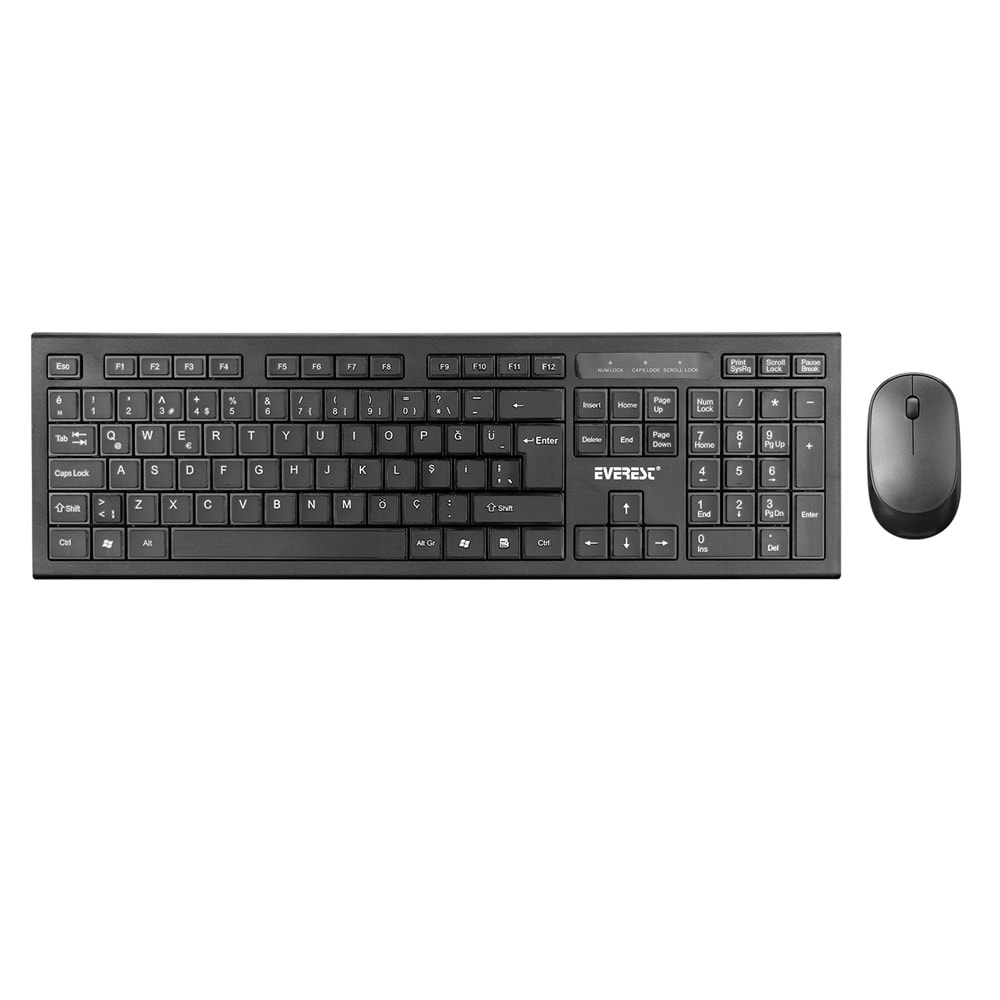 Everest KM-6121 Siyah Kablosuz Q Slim Klavye + Mouse Set