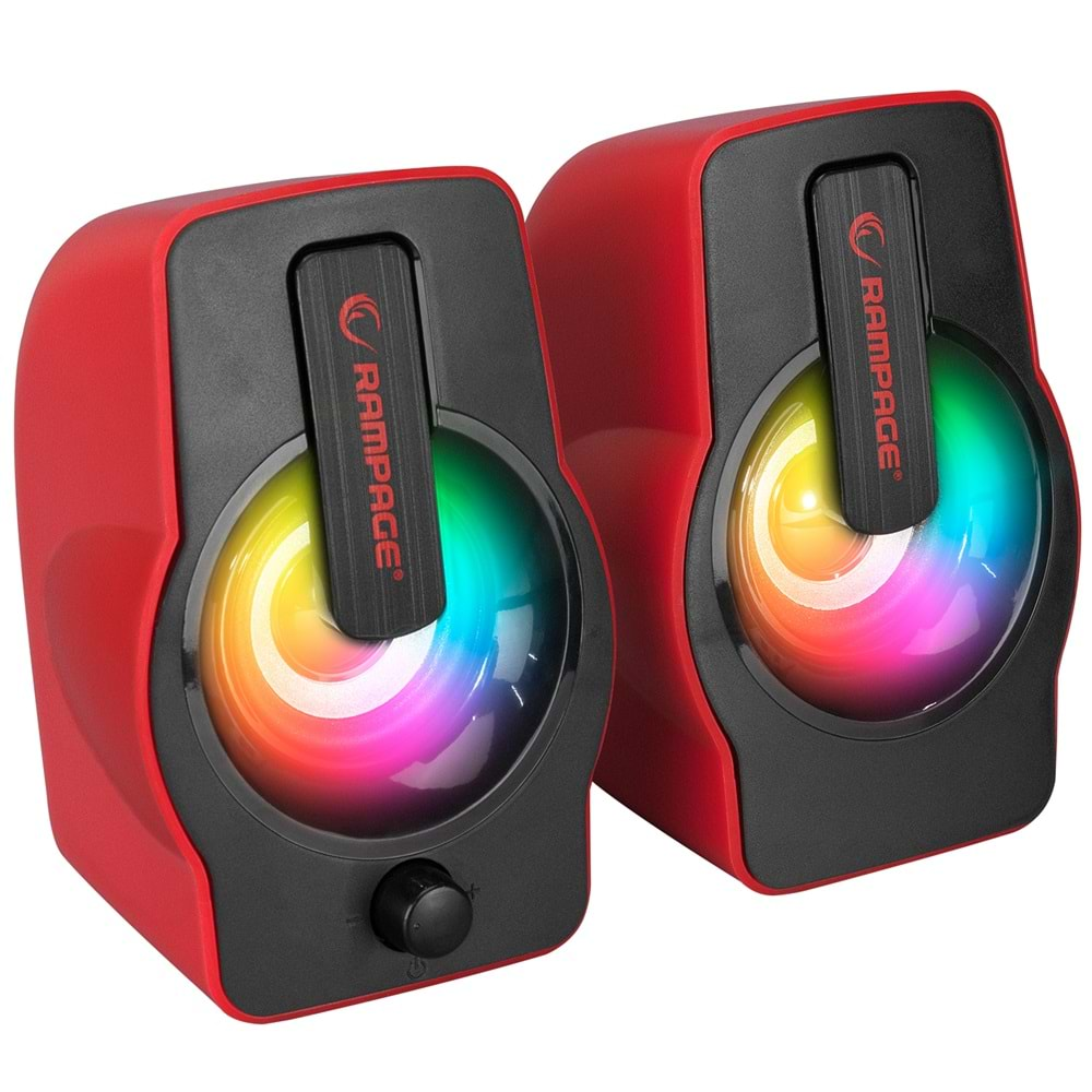 Rampage RMS-G7 FALSETTO 2.0 6 Watt RGB Ledli Kırmızı Multimedia Gaming USB Speaker