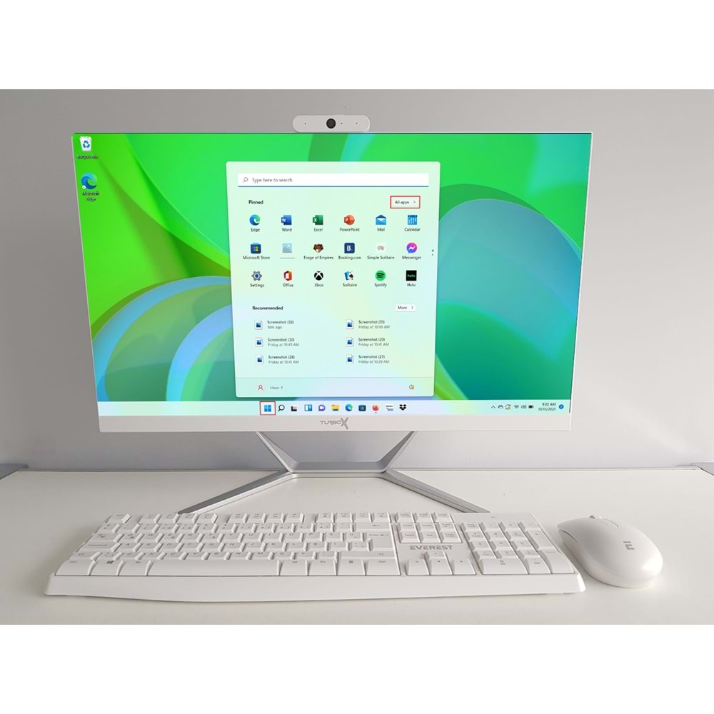 Turbox DT238 Intel Core i5 7400 16GB Ddr4 Ram 1TB NVMe Webcam 23.8